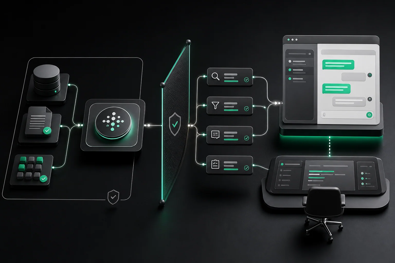 Custom business website interface assembled from responsive content and enquiry modules